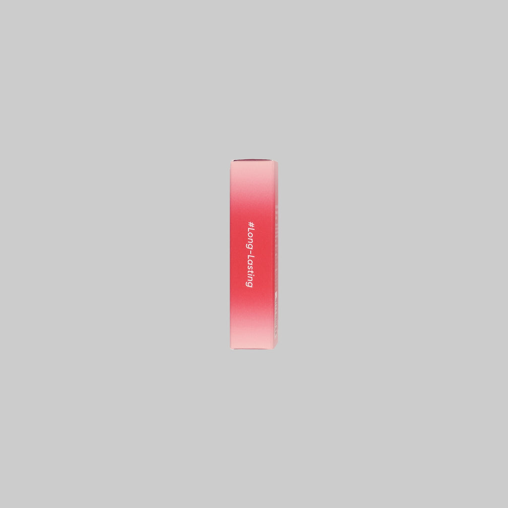 Lipstick packaging with 'Long Lasting' text on a gray background