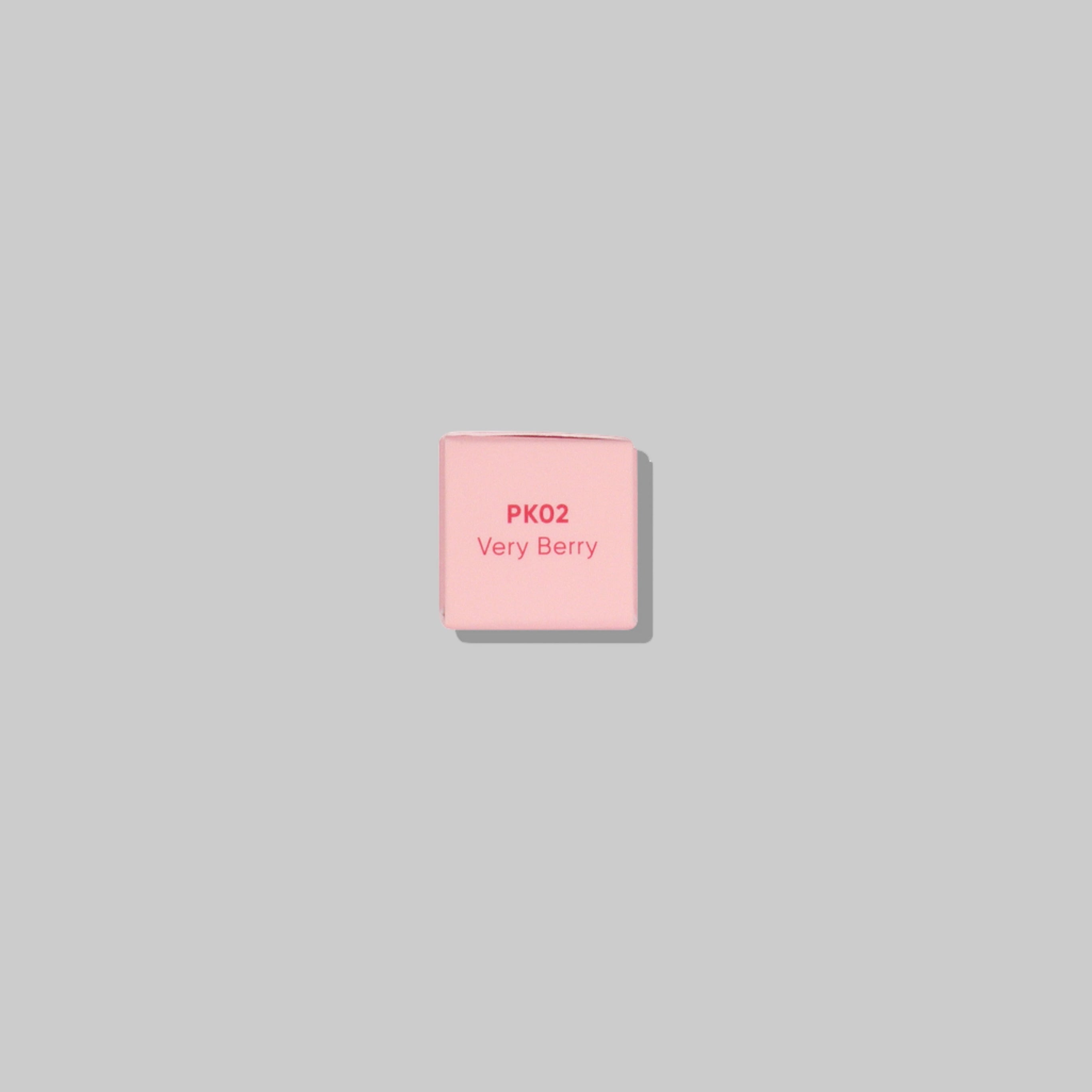 Pink color swatch labeled 'PK02 Very Berry' on a gray background
