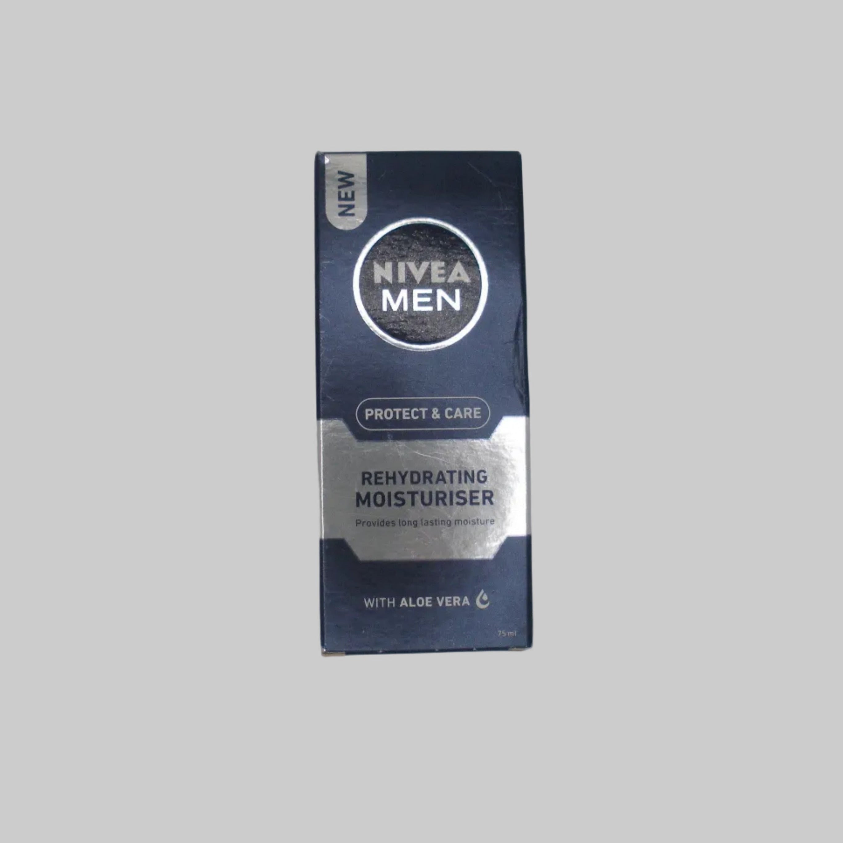 Rehydrating moisturizer packaging on a gray background
