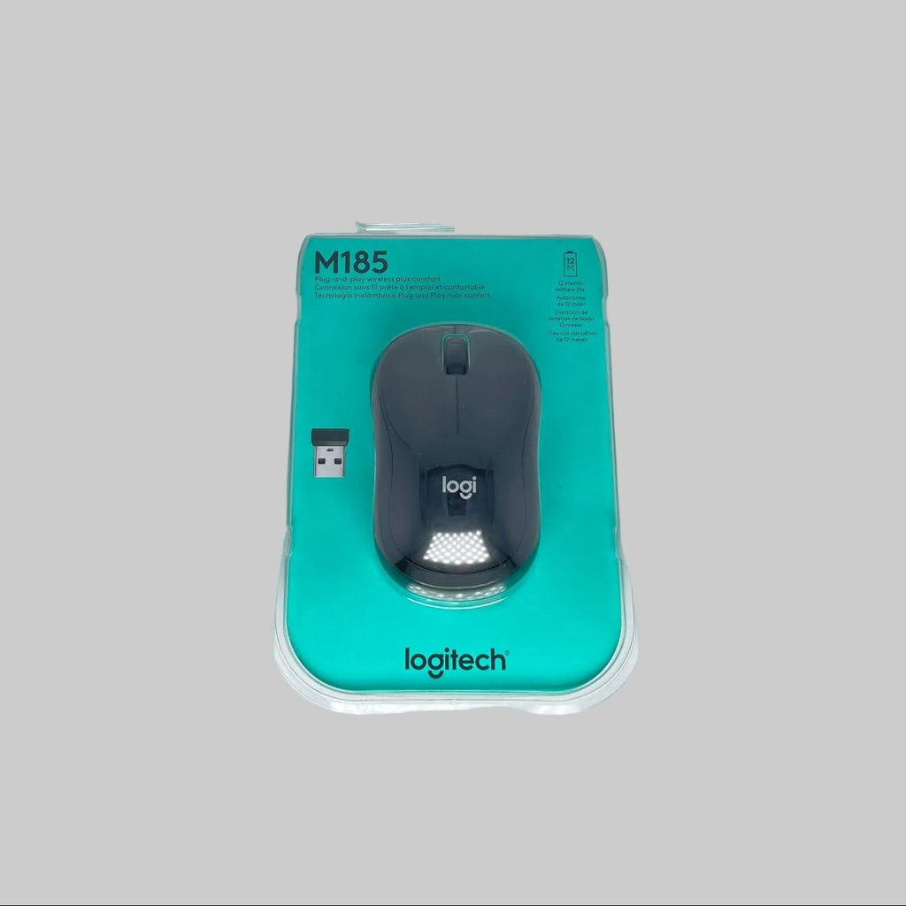 Logitech M185 Wireless Mouse with USB Mini Receiver - Black