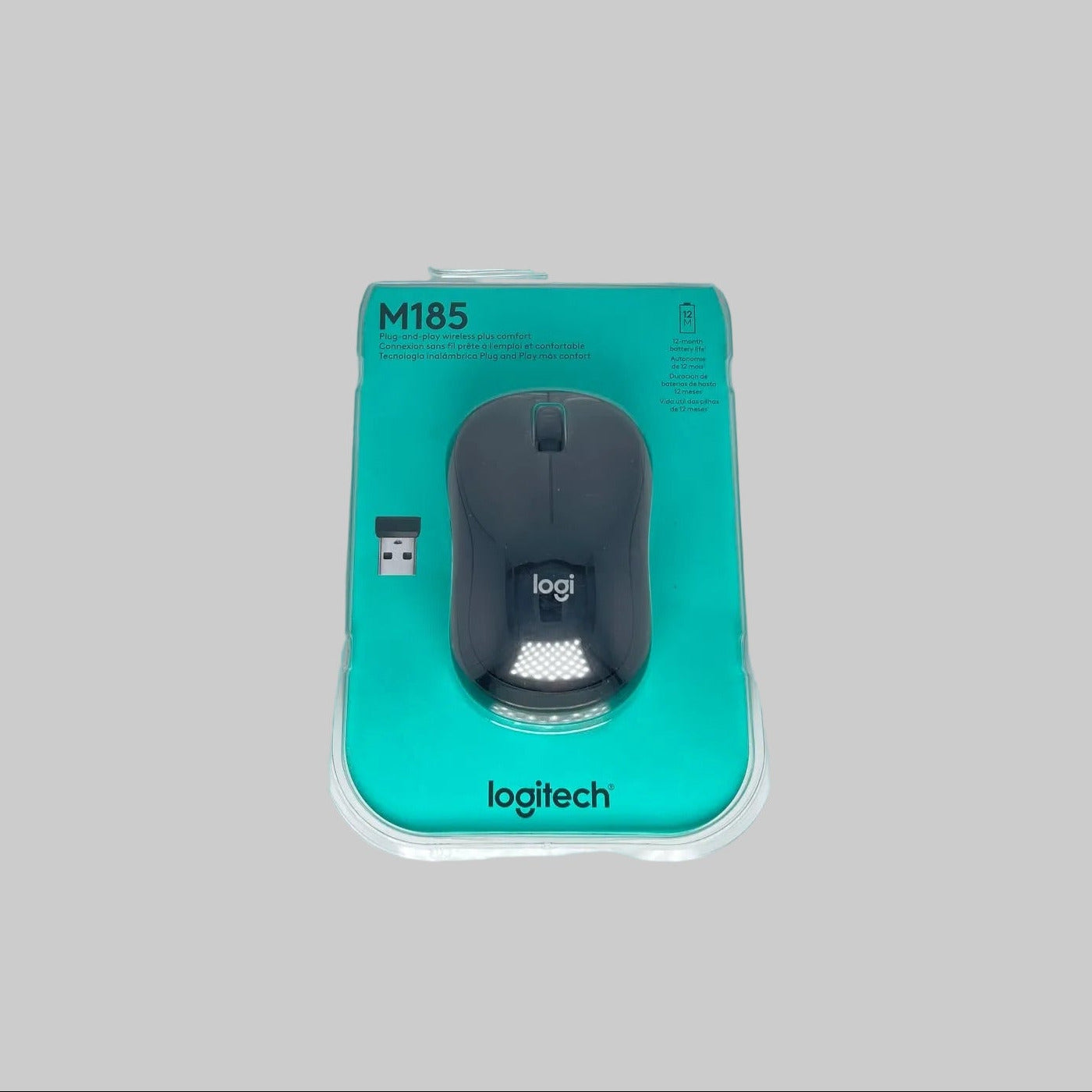 Logitech M185 Wireless Mouse with USB Mini Receiver - Black