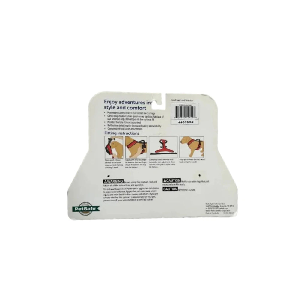 Back of a dog product packaging with text and illustrations on a white background
